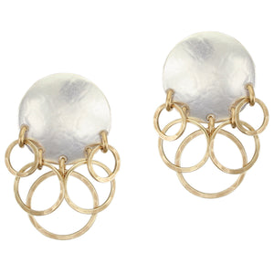 Disc with Overlapping Rings Clip or Post Earring