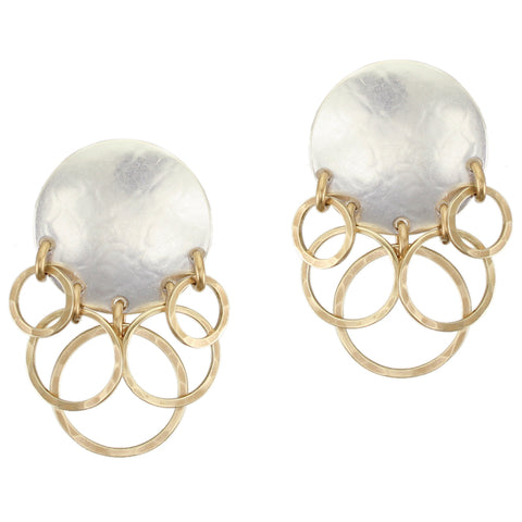 Disc with Overlapping Rings Clip or Post Earring
