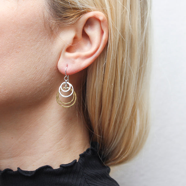 Small Tiered Hammered Rings Wire Earrings