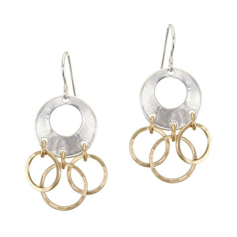 Small Cutout Disc with Overlapping Rings Wire Earrings