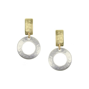 Rectangle with Cutout Disc Post Earrings