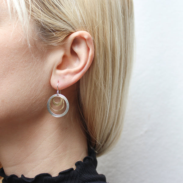 Small Rings with Cutout Disc Wire Earrings