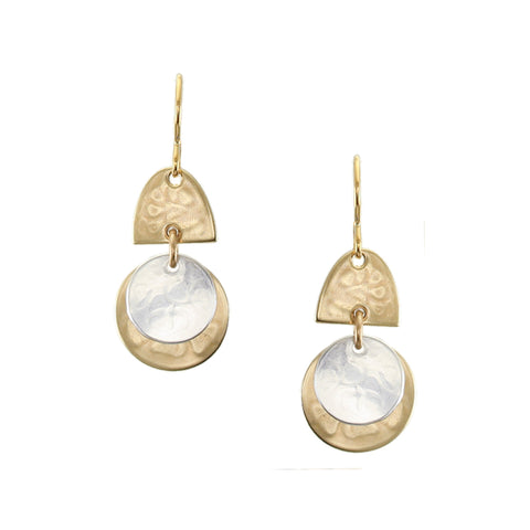 Semi-Circle with Discs Wire Earrings