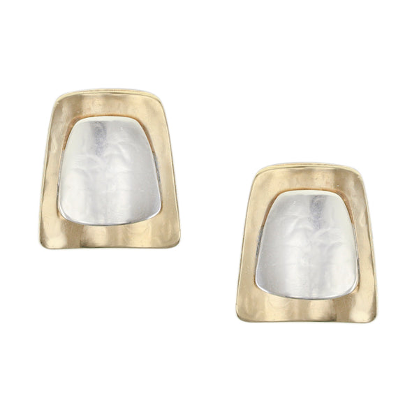 Layered Tapered Rectangles Clip or Post Earring