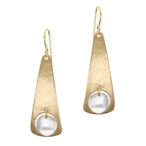 Long Cutout Triangle with Hanging Disc Wire Earrings