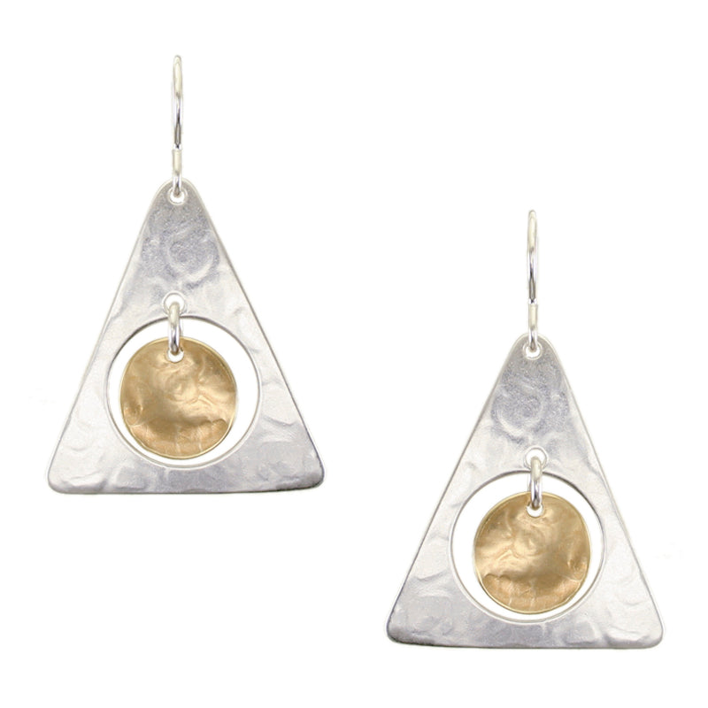 Cutout Triangle with Hanging Disc Wire Earrings