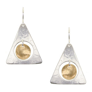 Cutout Triangle with Hanging Disc Wire Earrings