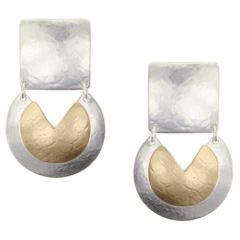 Square with Cutout Discs Clip or Post Earring