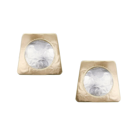 Tapered Rectangle with Dished Disc Clip or Post Earring