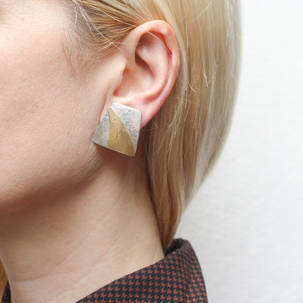 Tapered Rectangle with Arc Clip or Post Earring