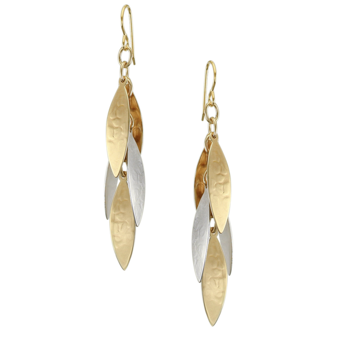 Long Layered Leaves Wire Earrings