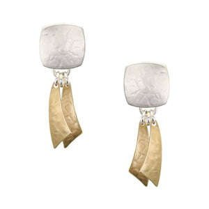 Rounded Square with Arcs Post Earrings