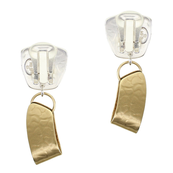 Medium Tapered Square with Folded Arc Clip or Post Earring