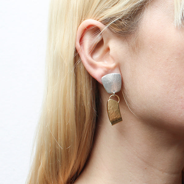 Medium Tapered Square with Folded Arc Clip or Post Earring