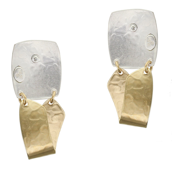 Rounded Rectangle with Folded Arc Clip or Post Earring