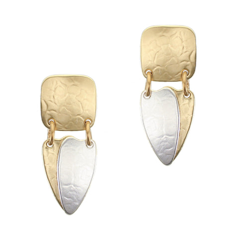 Rounded Square with Overlapping Leaves Post Earrings