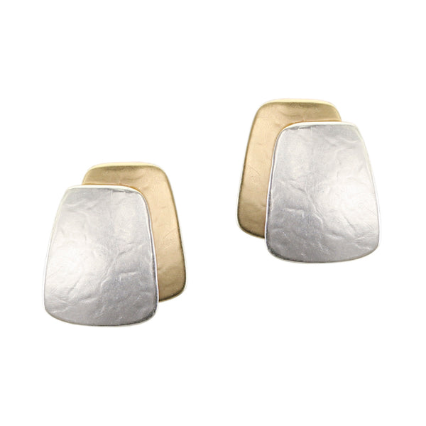 Medium Rounded Tapered Rectangles Clip or Post Earring