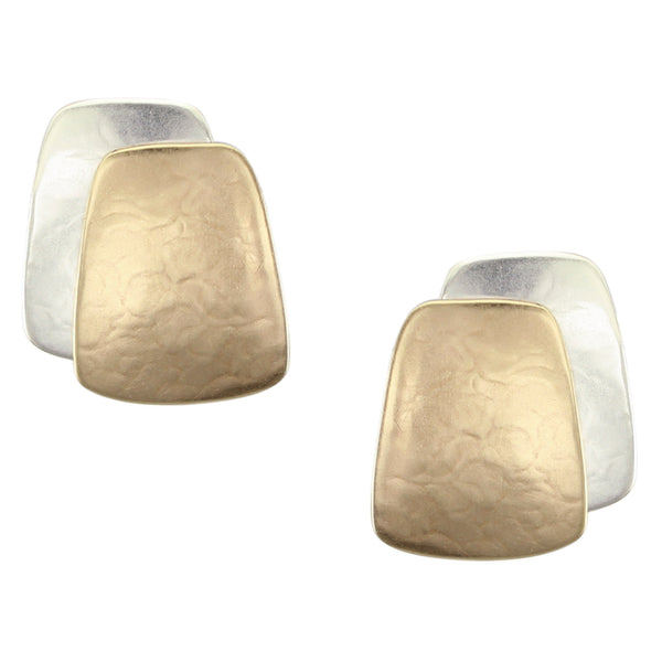 Large Rounded Tapered Rectangles Clip or Post Earring