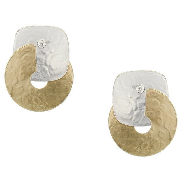 Rounded Square with Wide Ring Clip or Post Earring