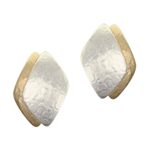 Layered Rounded Diamonds Clip or Post Earring