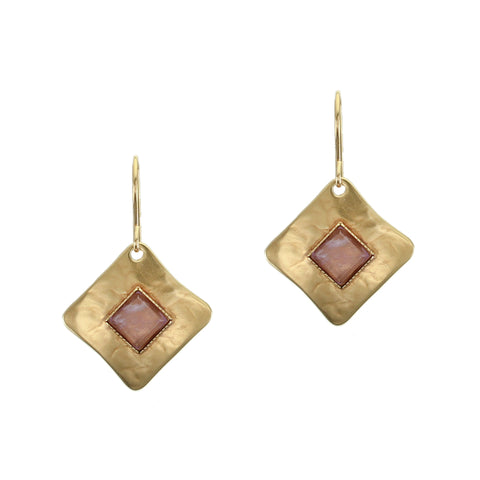 Rounded Diamond with Amethyst Wire Earring