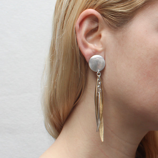 Disc with Long Tiered Leaves Earring