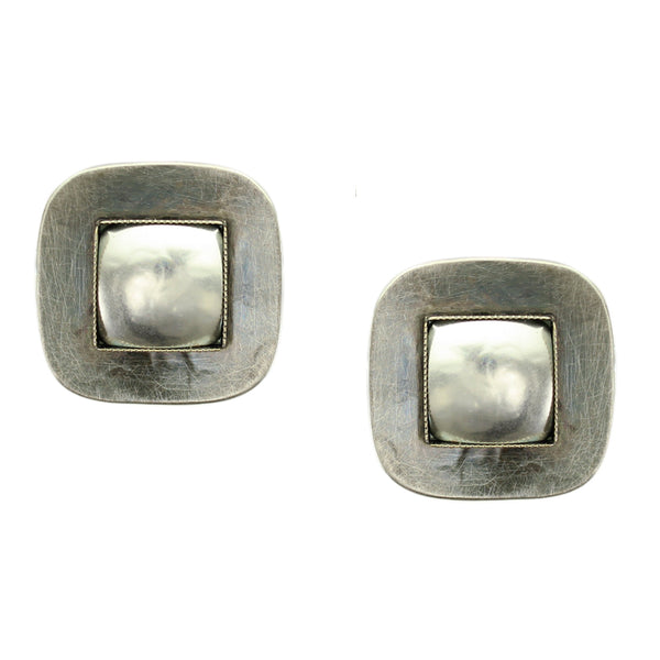 Rounded Square with Domed Center Clip or Post Earring – Marjorie Baer ...