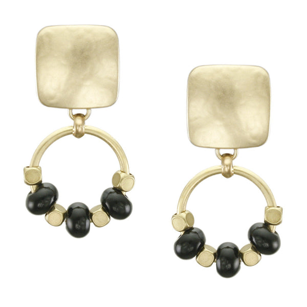 Square with Beaded Ring Earring