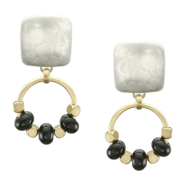 Square with Beaded Ring Earring