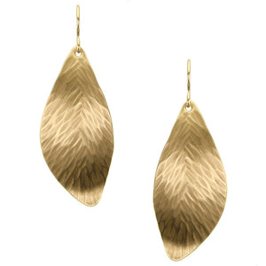 Large Textured Leaf Wire Earring