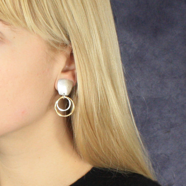 Tapered Square with Two Tiered Rings Earring