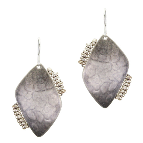 Rounded Diamond with Silver Beads Wire Earring