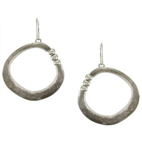 Organic Ring with Beads Wire Earring