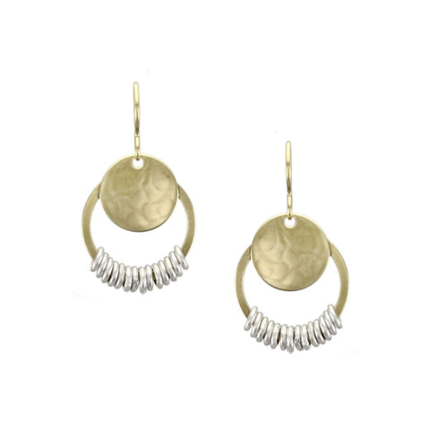 Disc with Ring and Small Accent Rings Wire Earring