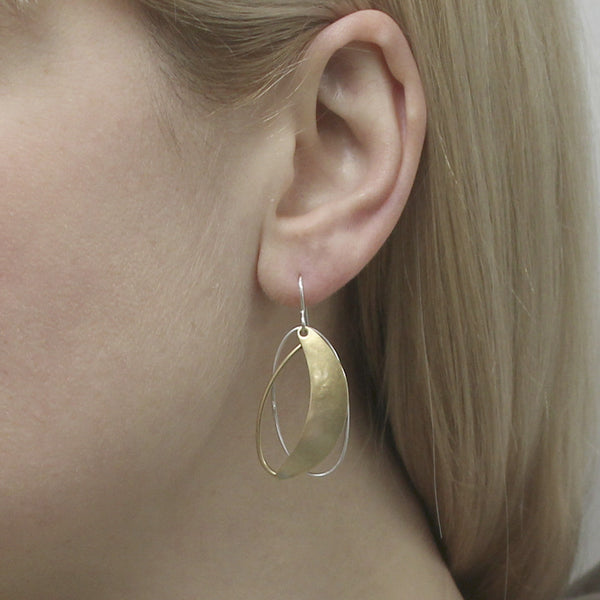 Crescent with Layered Rings Earring