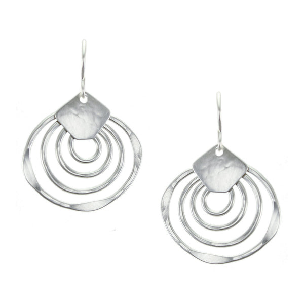 Shield with Hammered Concentric Organic Rings Earring