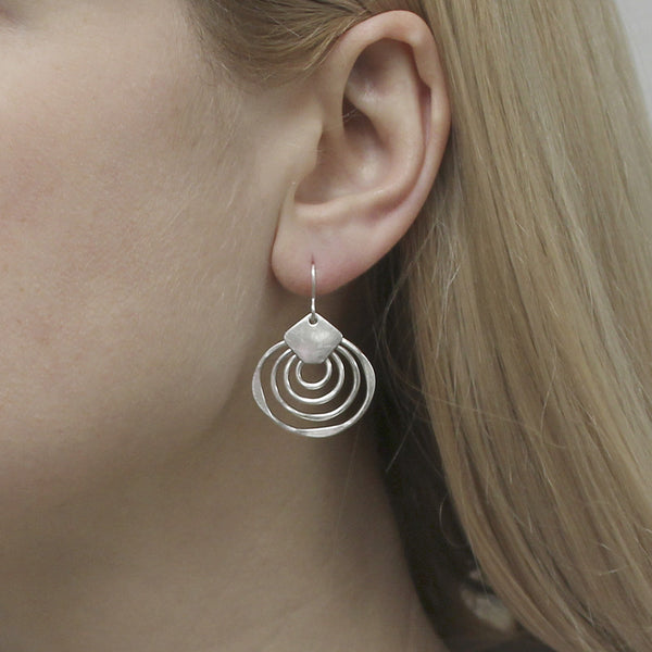 Shield with Hammered Concentric Organic Rings Earring