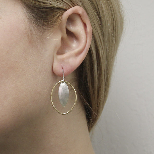 Large Leaf and Oval Ring Earring