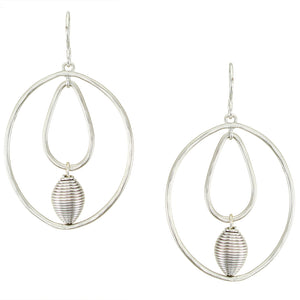 Oval Hoops with Wire Bead Wire Earring