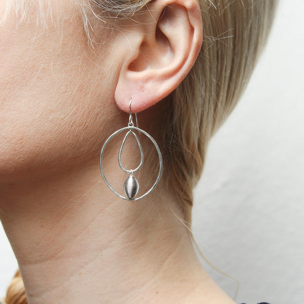 Oval Hoops with Wire Bead Wire Earring