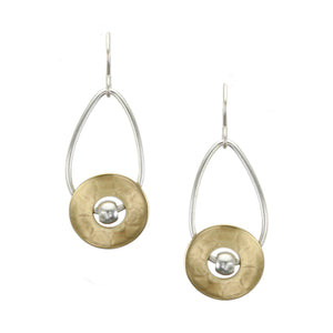 Cutout Disc with Bead and Teardrop Hoop Earring