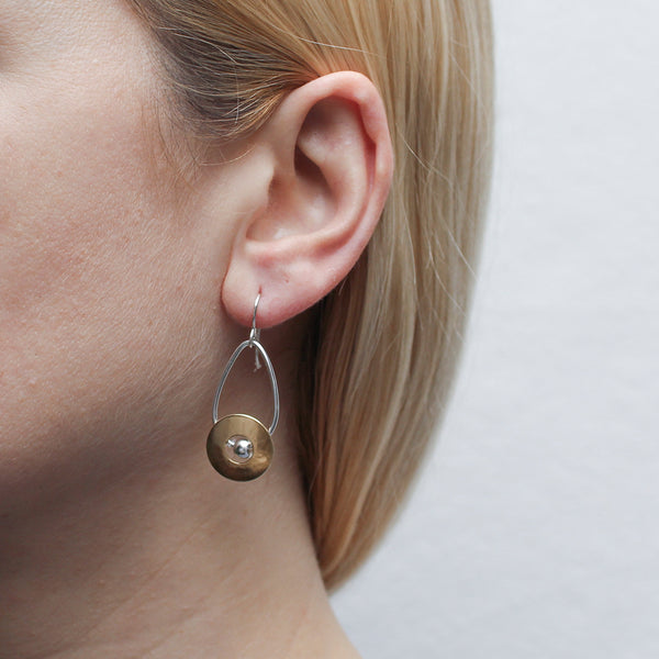 Cutout Disc with Bead and Teardrop Hoop Earring