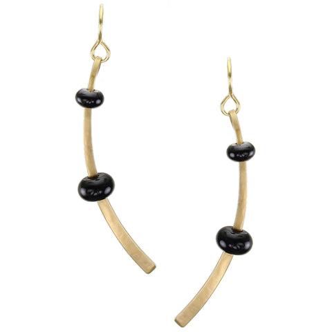 Swoop with Black Beads Wire Earring