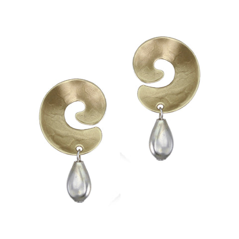 Swirl with Bead Post Earring