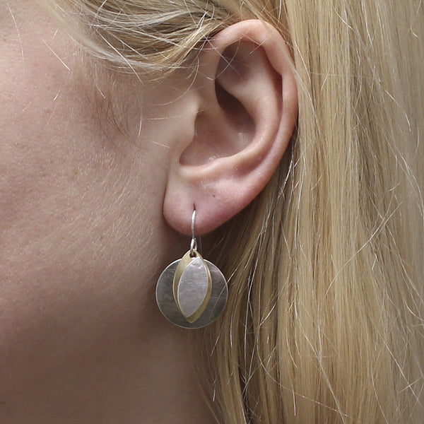 Small Disc and Leaves Earring