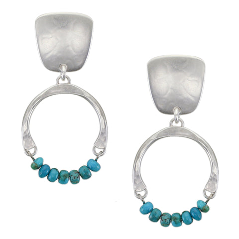 Tapered Square with Horseshoe and Beads Post Earring