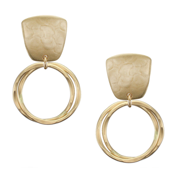 Tapered Square with Interlocking Rings Earring