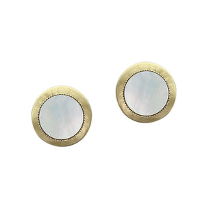 Disc with Mother of Pearl Disc Post or Clip Earring