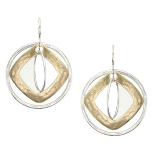 Cutout Diamond with Rings Earring