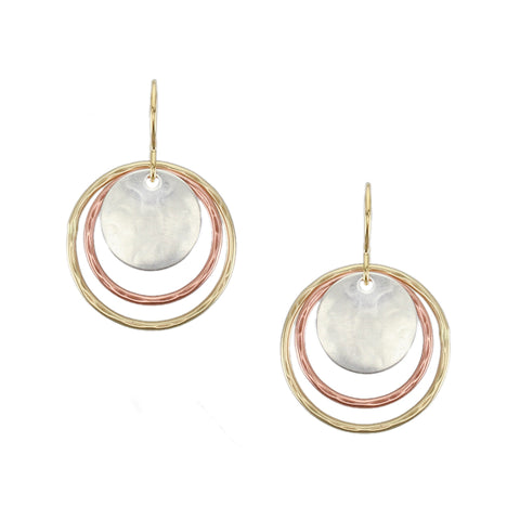 Hammered Rings and Disc Wire Earring